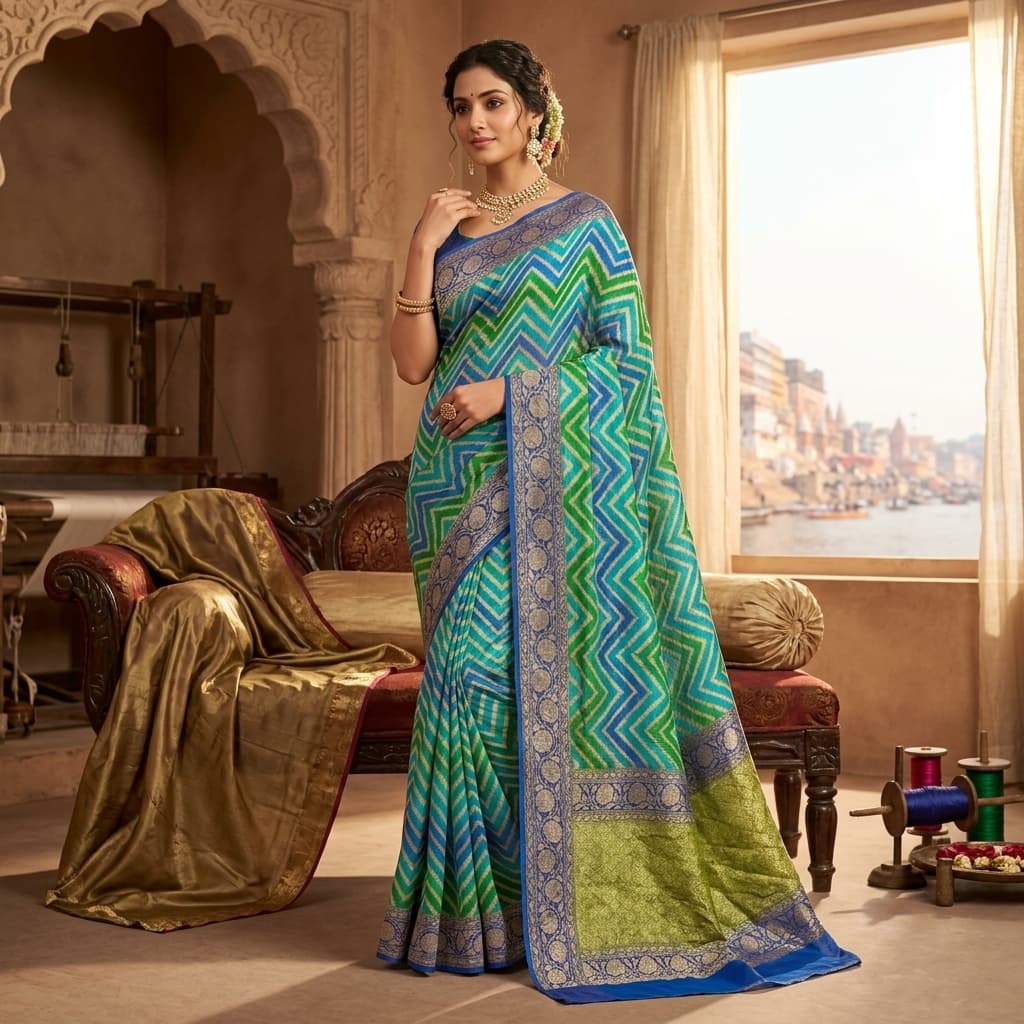 Pure Handwoven Khaddi Chiffon Saree - Look 19 - View 1