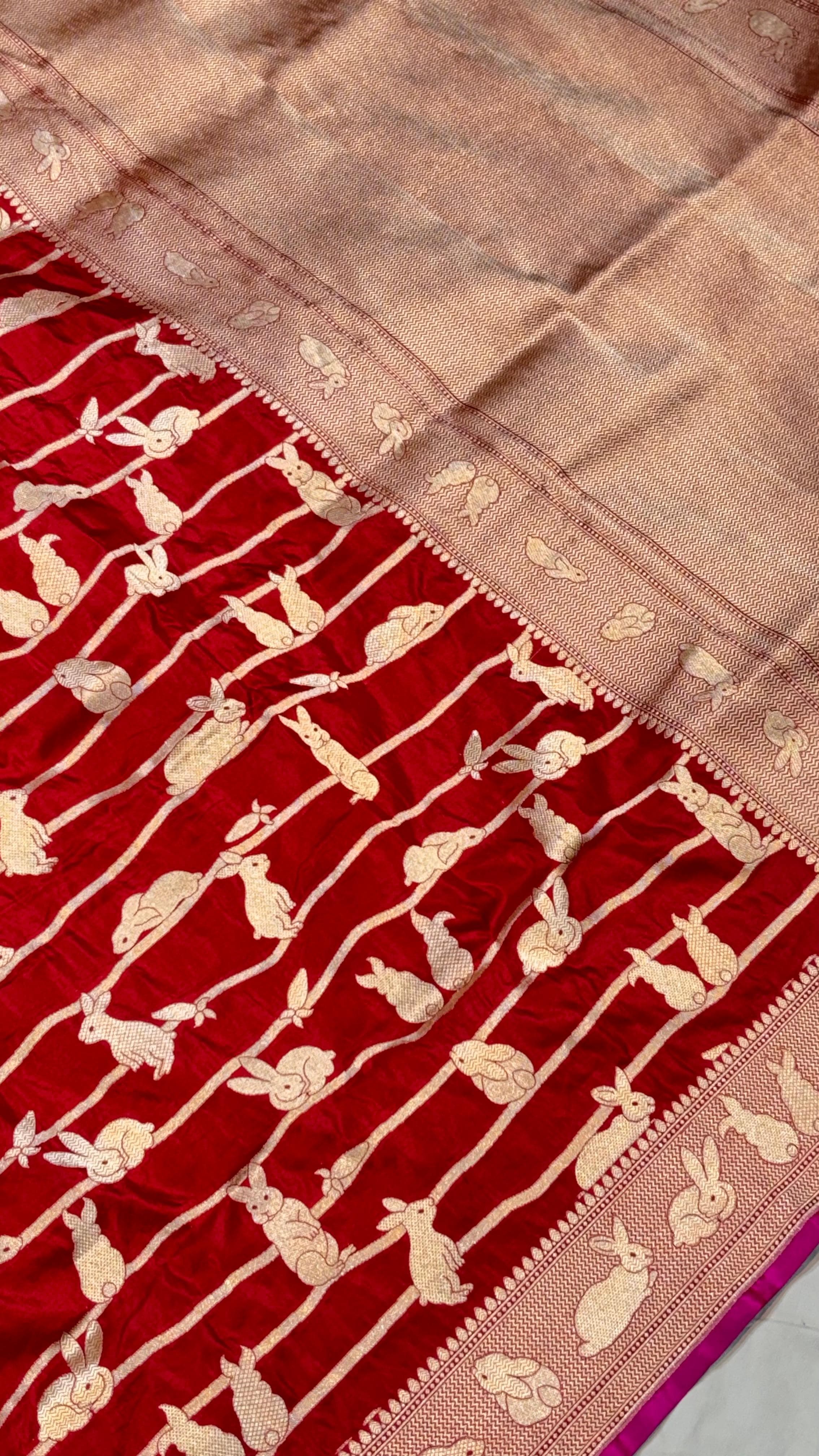 Pure Handwoven Silk Katan Saree - Look 1 - View 2