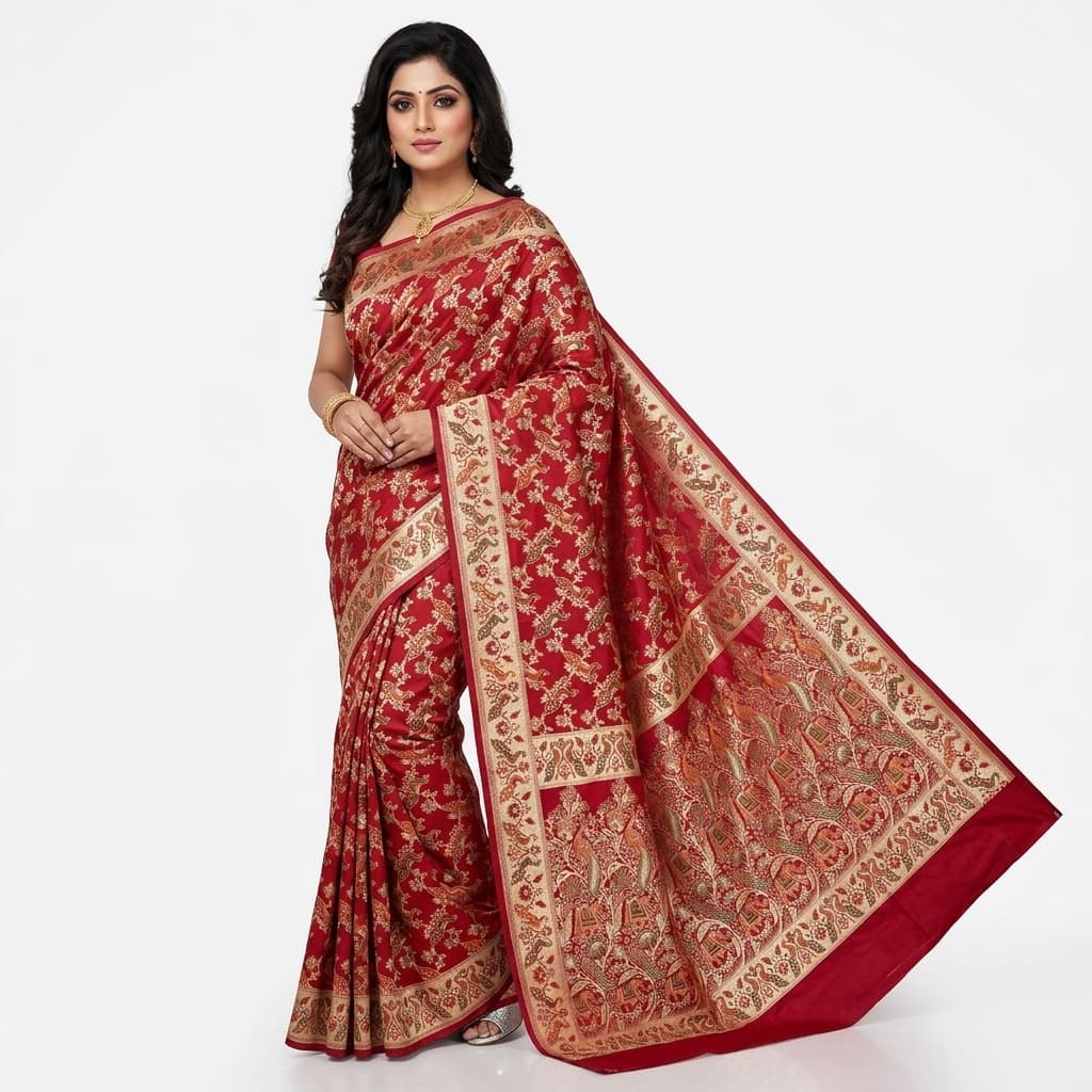 Pure Handwoven Silk Katan Saree - Look 28 - Detail View 1 | Shri Geeta Sarees