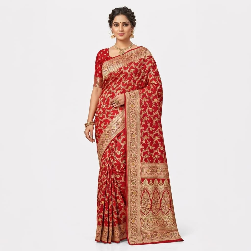 Pure Handwoven Silk Katan Saree - Look 33 - Detail View 1 | Shri Geeta Sarees