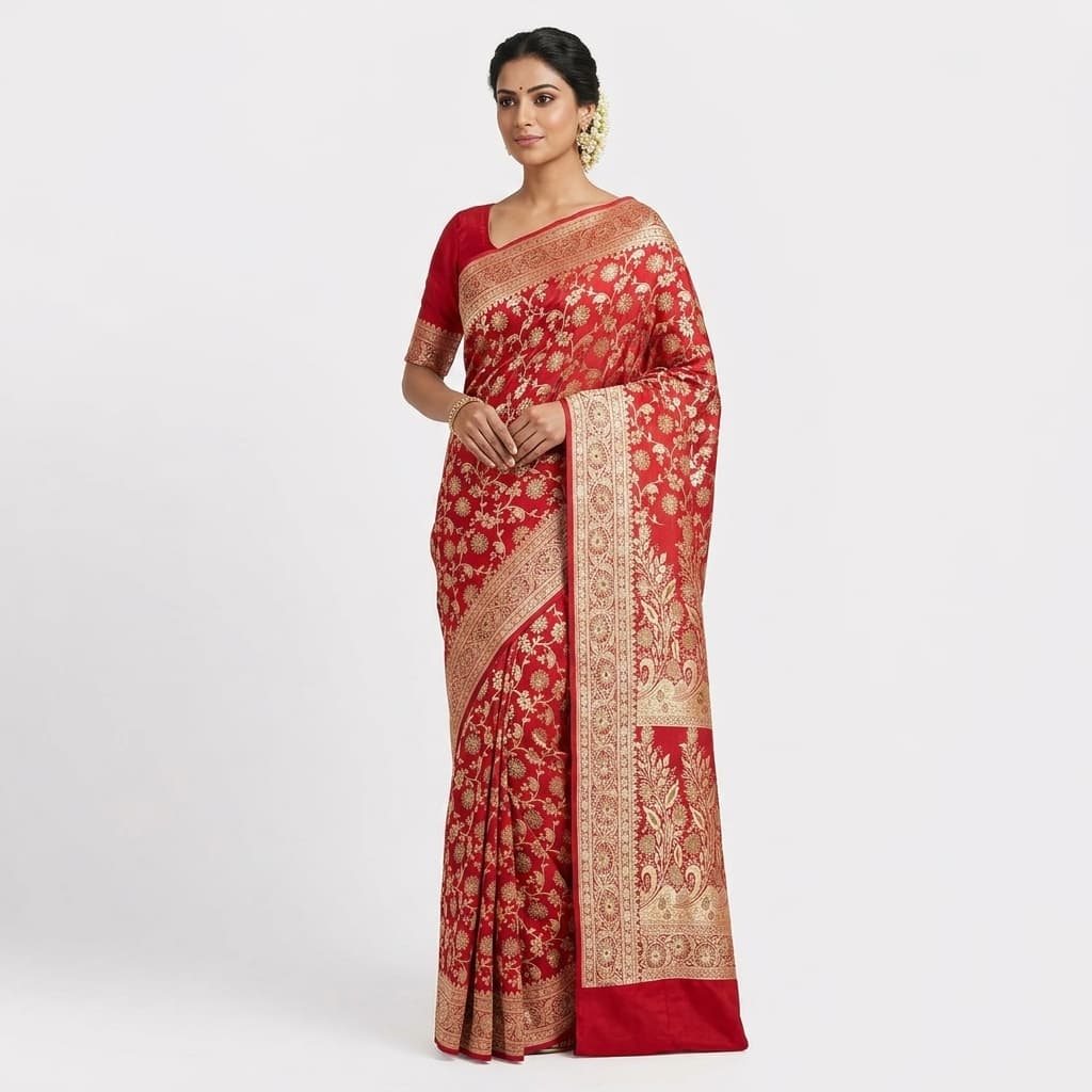 Pure Handwoven Silk Katan Saree - Look 35 - Detail View 1 | Shri Geeta Sarees