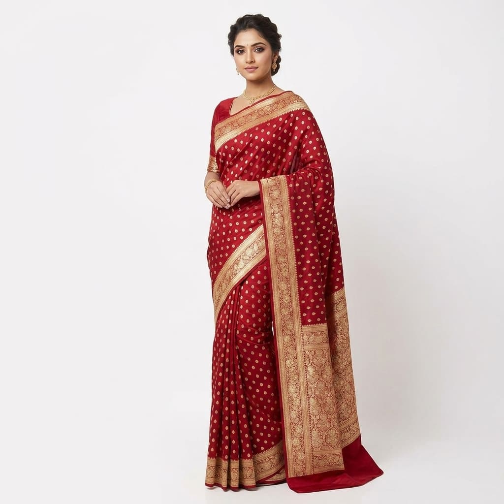 Pure Handwoven Silk Katan Saree - Look 38 - Detail View 1 | Shri Geeta Sarees