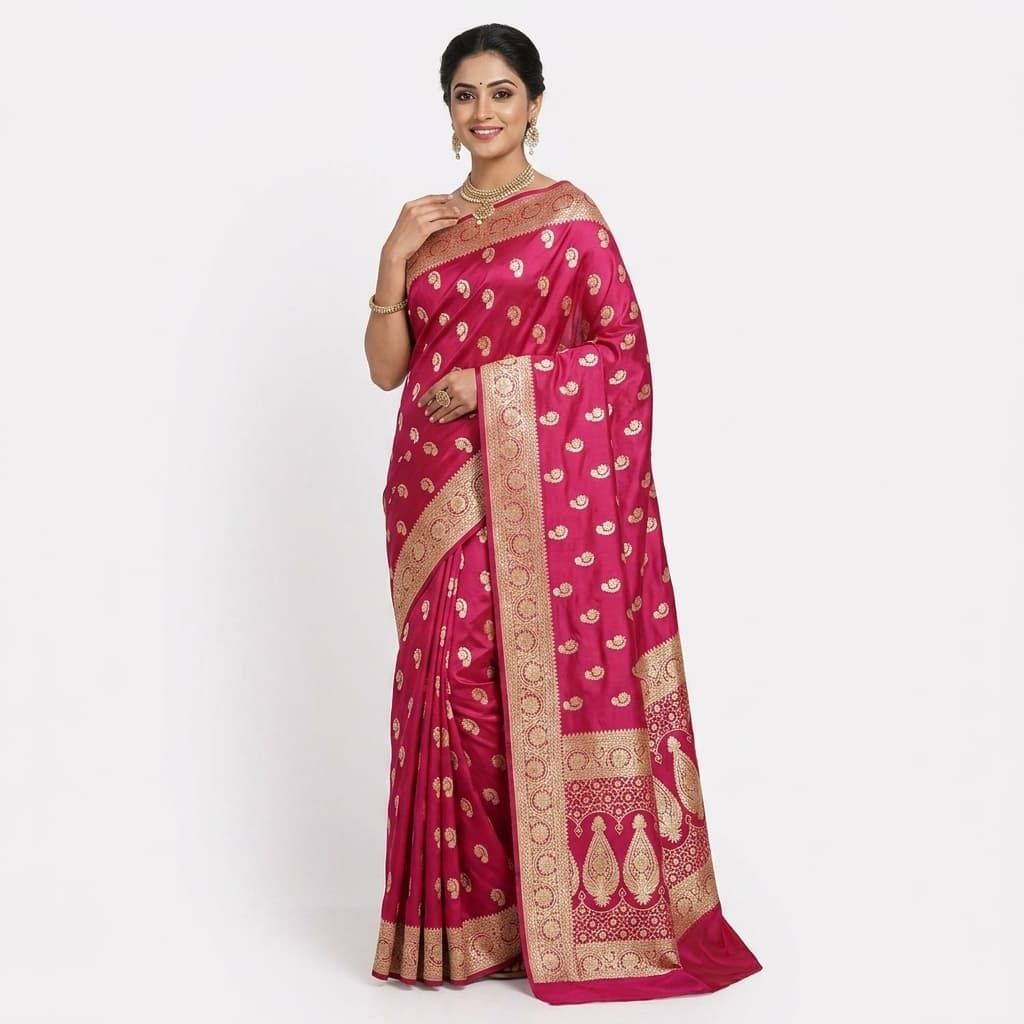 Pure Handwoven Silk Katan Saree - Look 39 - Detail View 1 | Shri Geeta Sarees