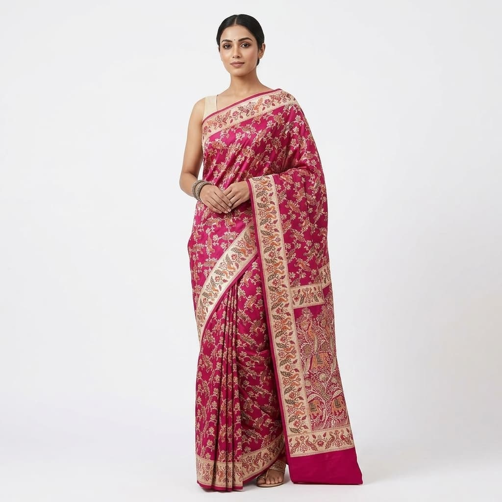 Pure Handwoven Silk Katan Saree - Look 41 - Detail View 1 | Shri Geeta Sarees
