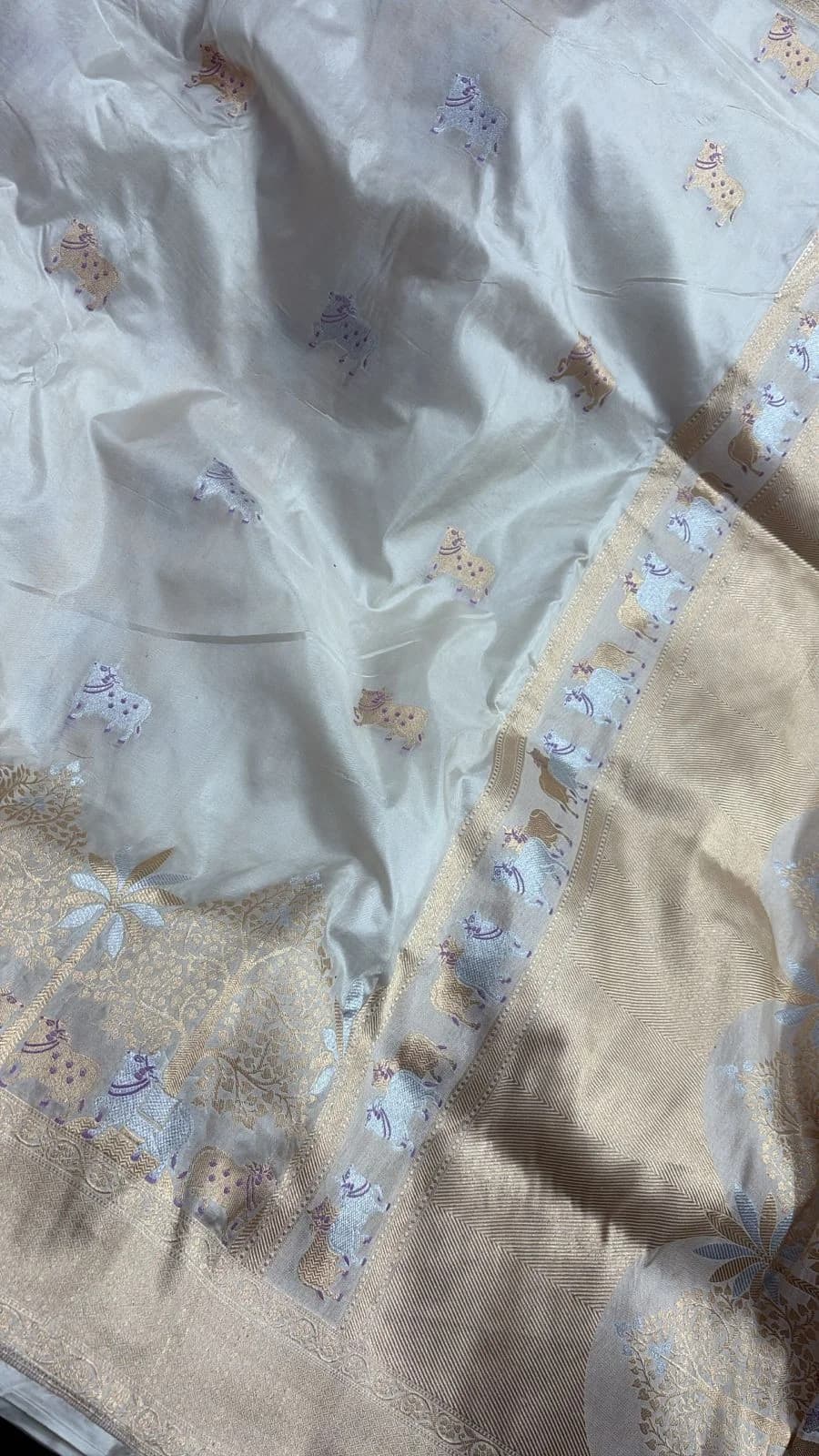 Powder Blue Animal Motif Saree - View 3