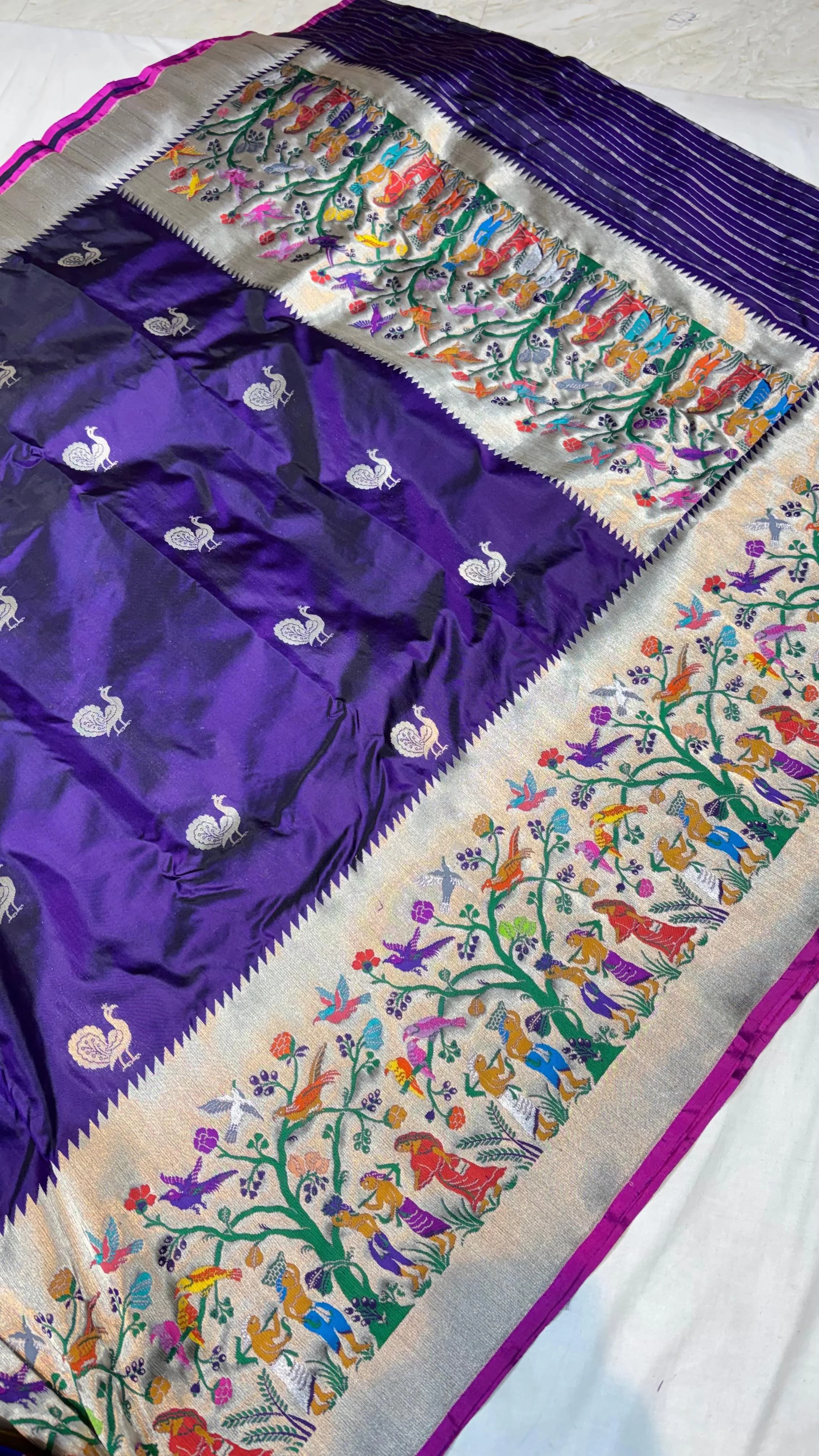 Royal Purple Paithani Silk Saree - View 4