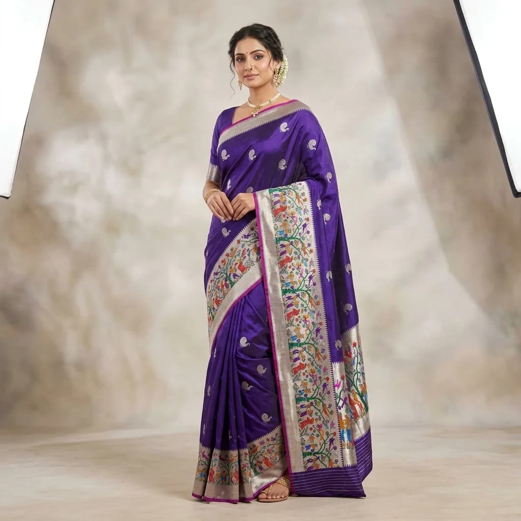 Royal Purple Paithani Silk Saree